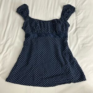 Hollister easy satin tie polka dot babydoll top